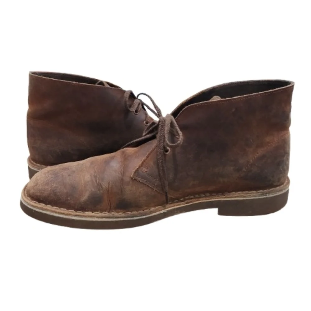 Clarks Bushacre 2 Beeswax Brown Leather Chukka Boots Men's US 11.5
